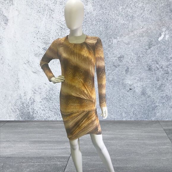 Torn by Ronny Kobo Long Sleeve Snake Mini Dress - Picture 1 of 6